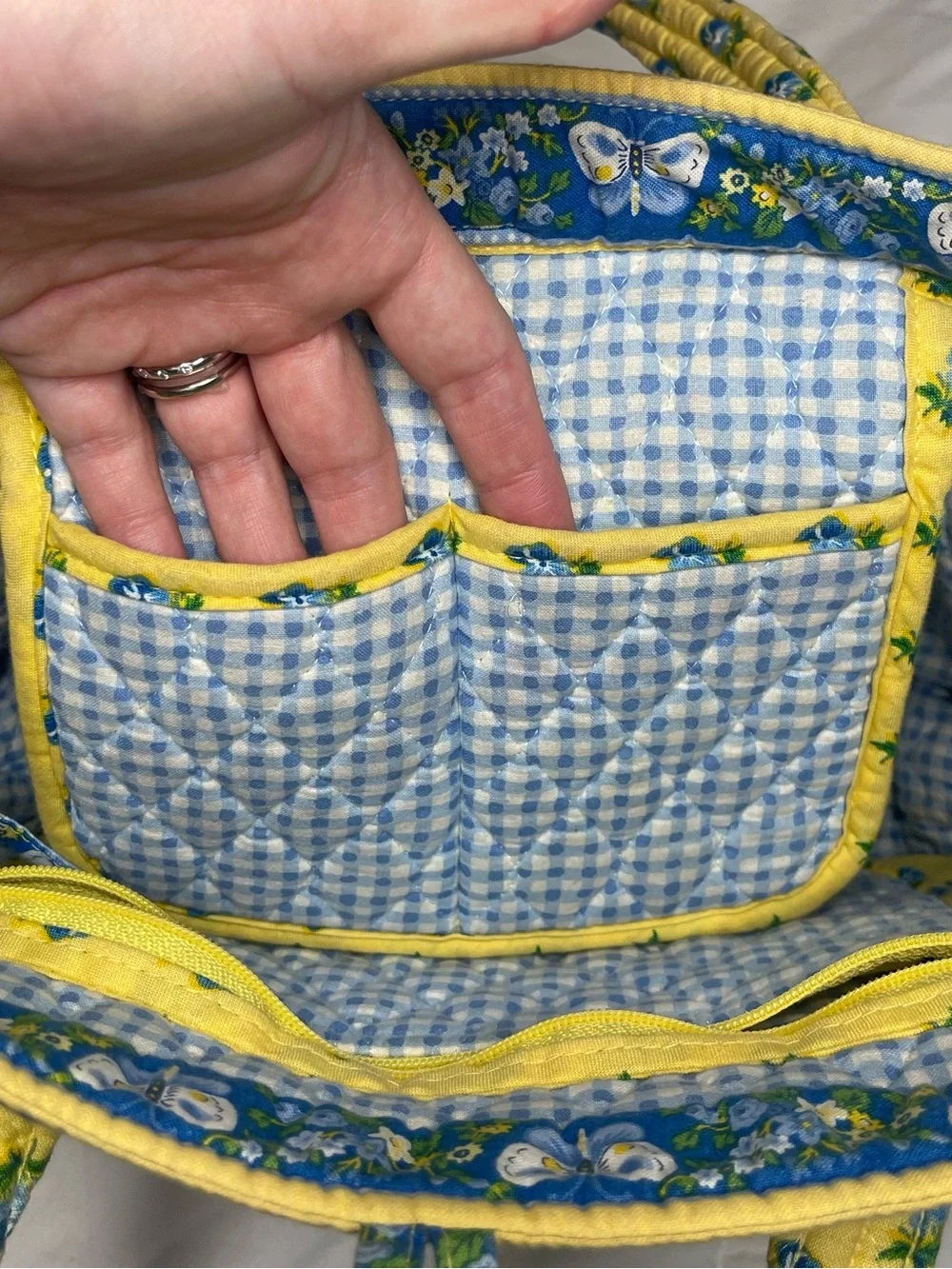 Vera Bradley Vintage Quilted Yellow Floral Katherine Tote - Picture 6 of 12
